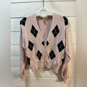 JONES NEW YORK Pink Argyle Cardigan – Size M